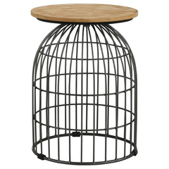 Orleans Furniture - Coaster - Bernardo Round Wire Frame Side Table Natural and Gunmetal - 935860