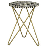 Orleans Furniture - Coaster - Xenia Round Bone Inlay Accent Side Table White and Gold - 935878