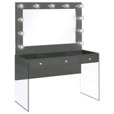 Orleans Furniture - Coaster - Afshan 3-drawer Vanity Set with Lighting Grey High Gloss - 935923