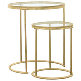 Orleans Furniture - Coaster - Maylin 2-piece Round Glass Top Nesting Table Set Gold - 935936