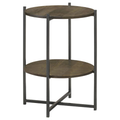 Orleans Furniture - Coaster - Axel Round Accent Table with Open Shelf Natural and Gunmetal - 935993