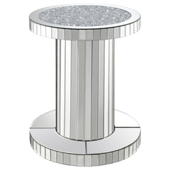Orleans Furniture - Coaster - Dorielle Round Mirrored Acrylic Crystal Side Table Silver - 936125