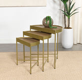 Orleans Furniture - Coaster - Tristen 3-Piece Demilune Nesting Table Brown and Gold - 936156