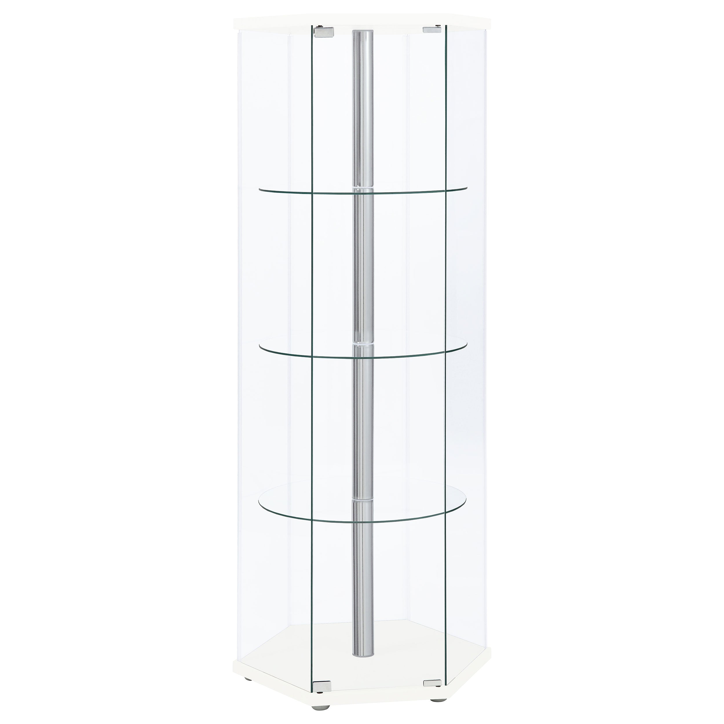 Orleans Furniture - Coaster - Zahavah 4-shelf Hexagonal Clear Glass Curio Cabinet White - 950001