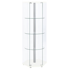 Orleans Furniture - Coaster - Zahavah 4-shelf Hexagonal Clear Glass Curio Cabinet White - 950001