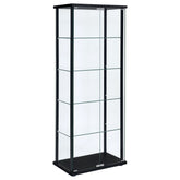 Orleans Furniture - Coaster - Delphinium 5-shelf Clear Glass Curio Display Cabinet Black - 950170