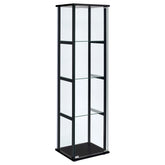 Orleans Furniture - Coaster - Cyclamen 4-shelf Clear Glass Curio Display Cabinet Black - 950171