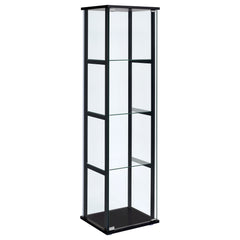 Orleans Furniture - Coaster - Cyclamen 4-shelf Clear Glass Curio Display Cabinet Black - 950171