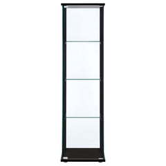 Cyclamen 4-shelf Clear Glass Curio Display Cabinet Black