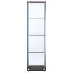 Bellatrix 4-shelf Clear Glass Curio Cabinet Cappuccino