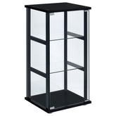 Orleans Furniture - Coaster - Cyclamen 3-shelf Clear Glass Curio Display Cabinet Black - 950179