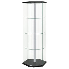 Orleans Furniture - Coaster - Zahavah 4-shelf Hexagonal Clear Glass Curio Cabinet Black - 950276