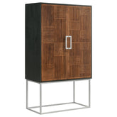 Orleans Furniture - Coaster - Borman 2-door Home Bar Cabinet Wine Storage Walnut and Black - 950318