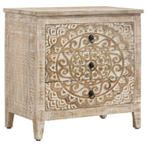 Orleans Furniture - Coaster - Mariska 3-drawer Wood Mandala Cabinet Distressed White - 950390