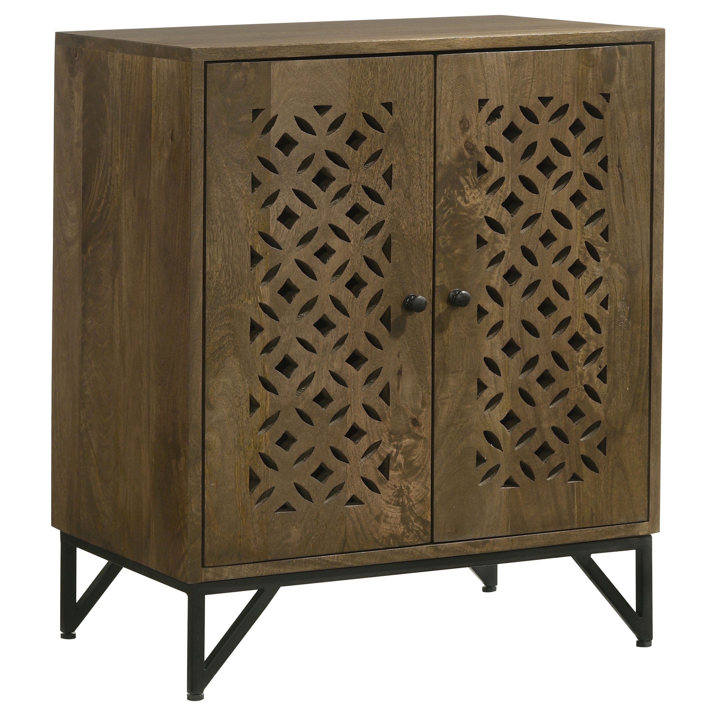 Orleans Furniture - Coaster - Zaria 2-door Wood Trellis Accent Storage Cabinet Brown - 950391