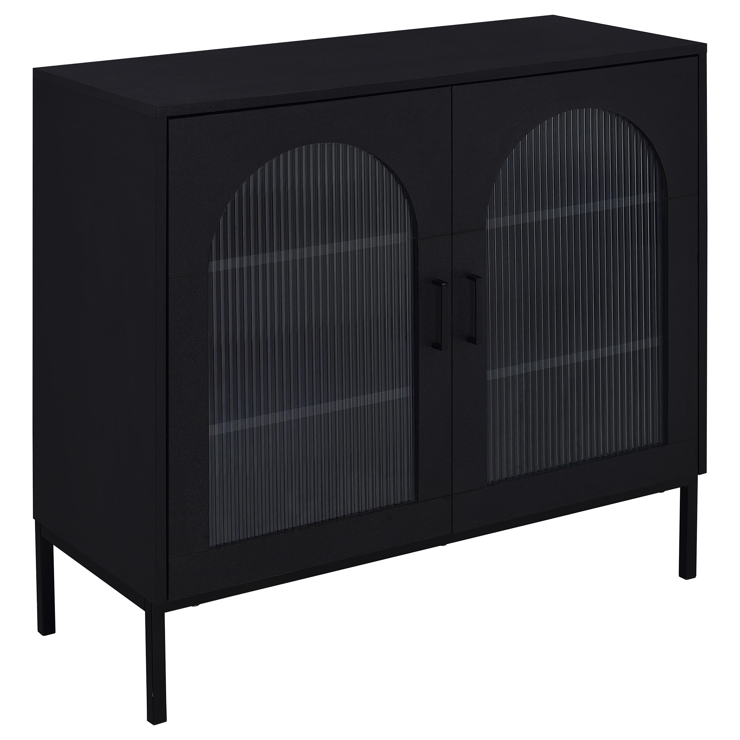 Orleans Furniture - Coaster - Jess 2-door Arched Fluted Glass Accent Cabinet Black - 950420
