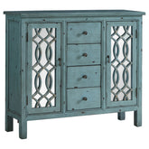 Orleans Furniture - Coaster - Rue 4-drawer Wood Trellis Accent Storage Cabinet Blue - 950736