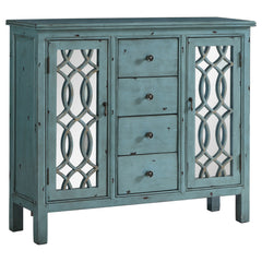Orleans Furniture - Coaster - Rue 4-drawer Wood Trellis Accent Storage Cabinet Blue - 950736