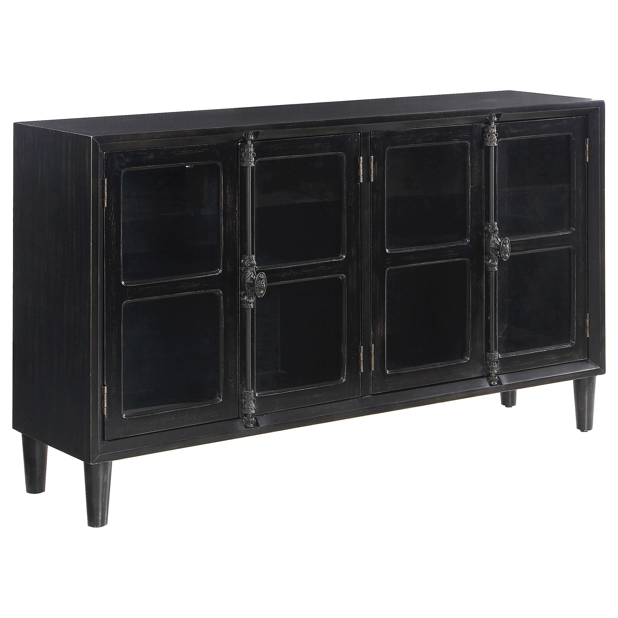 Orleans Furniture - Coaster - Sylvia 4-door Wood Lattice Accent Storage Cabinet Black - 950780