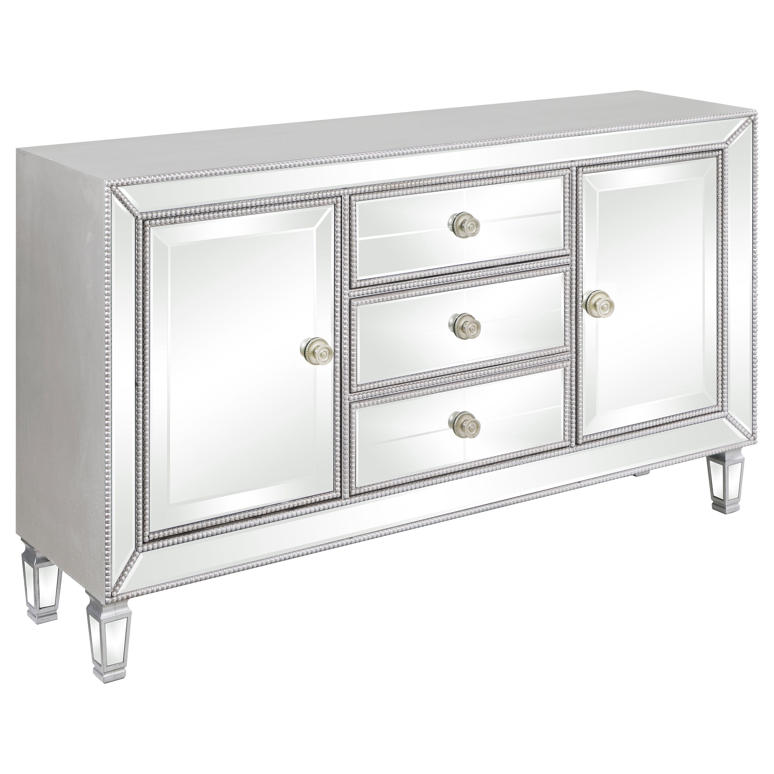 Orleans Furniture - Coaster - Leticia 3-drawer Mirrored Storage Accent Cabinet Silver - 950825