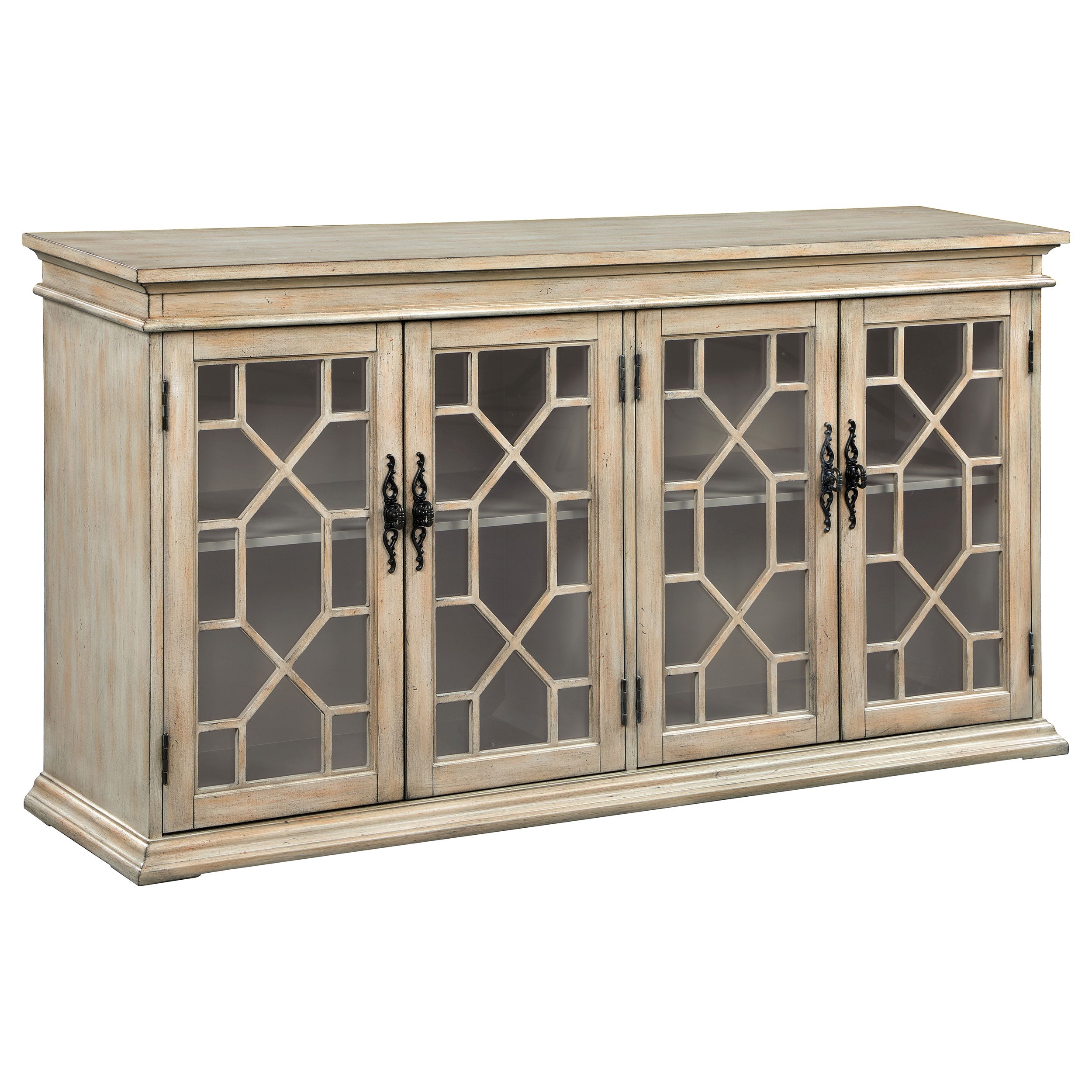 Orleans Furniture - Coaster - Kiara 4-door Wood Lattice Storage Accent Cabinet Light Honey - 950858