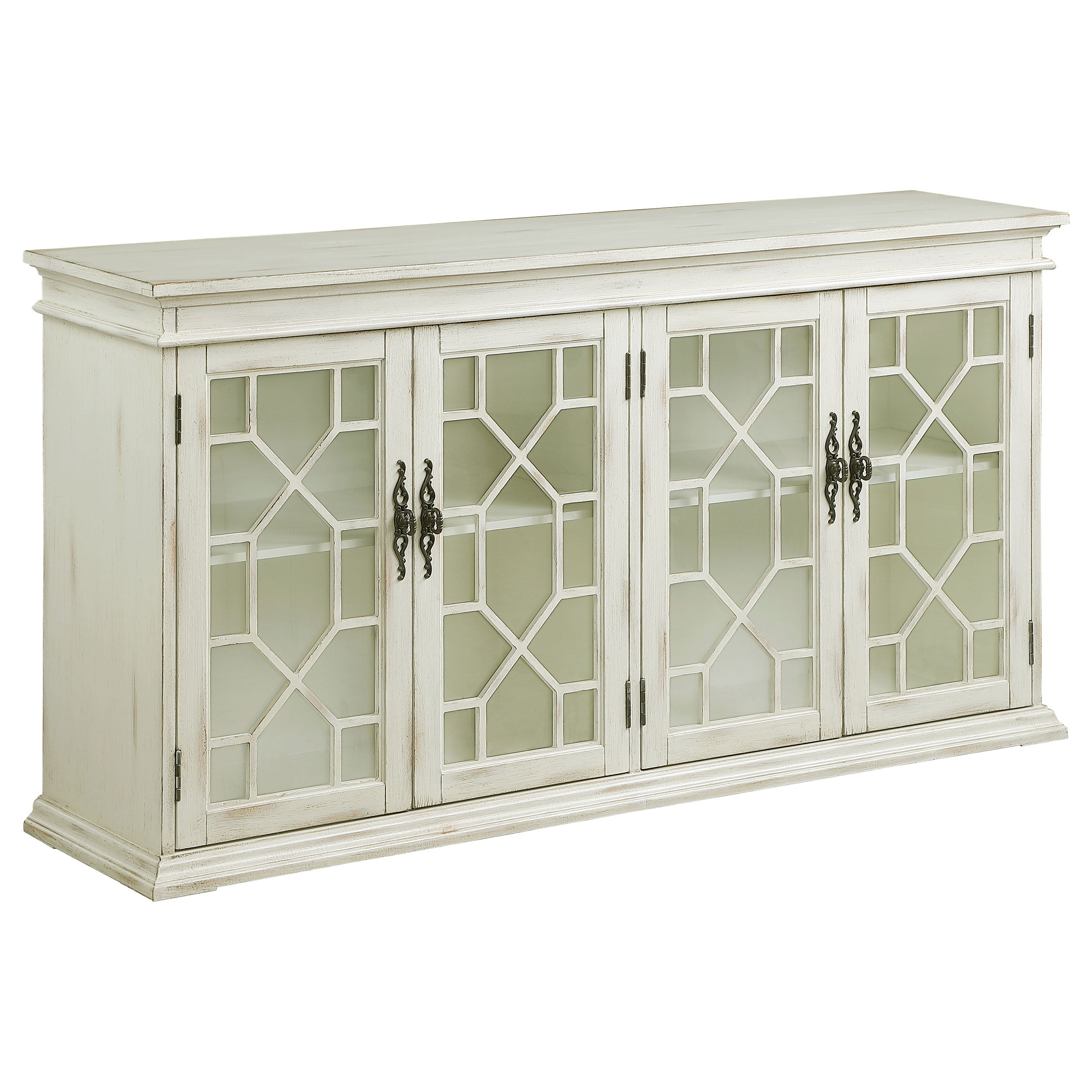 Orleans Furniture - Coaster - Kiara 4-door Wood Lattice Storage Accent Cabinet White - 950859