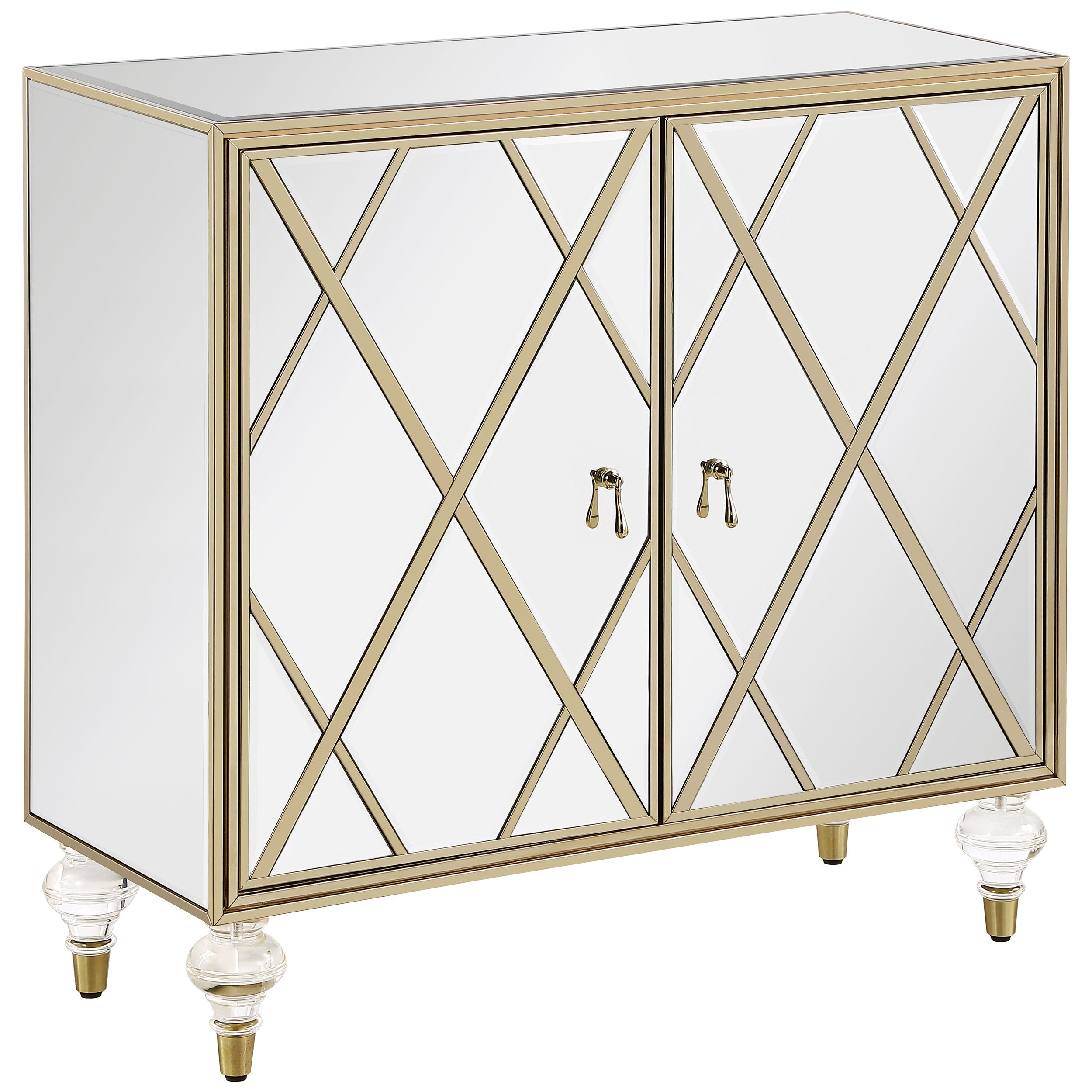 Orleans Furniture - Coaster - Astilbe 2-door Mirrored Accent Cabinet Silver and Champagne - 951851