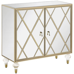 Orleans Furniture - Coaster - Astilbe 2-door Mirrored Accent Cabinet Silver and Champagne - 951851