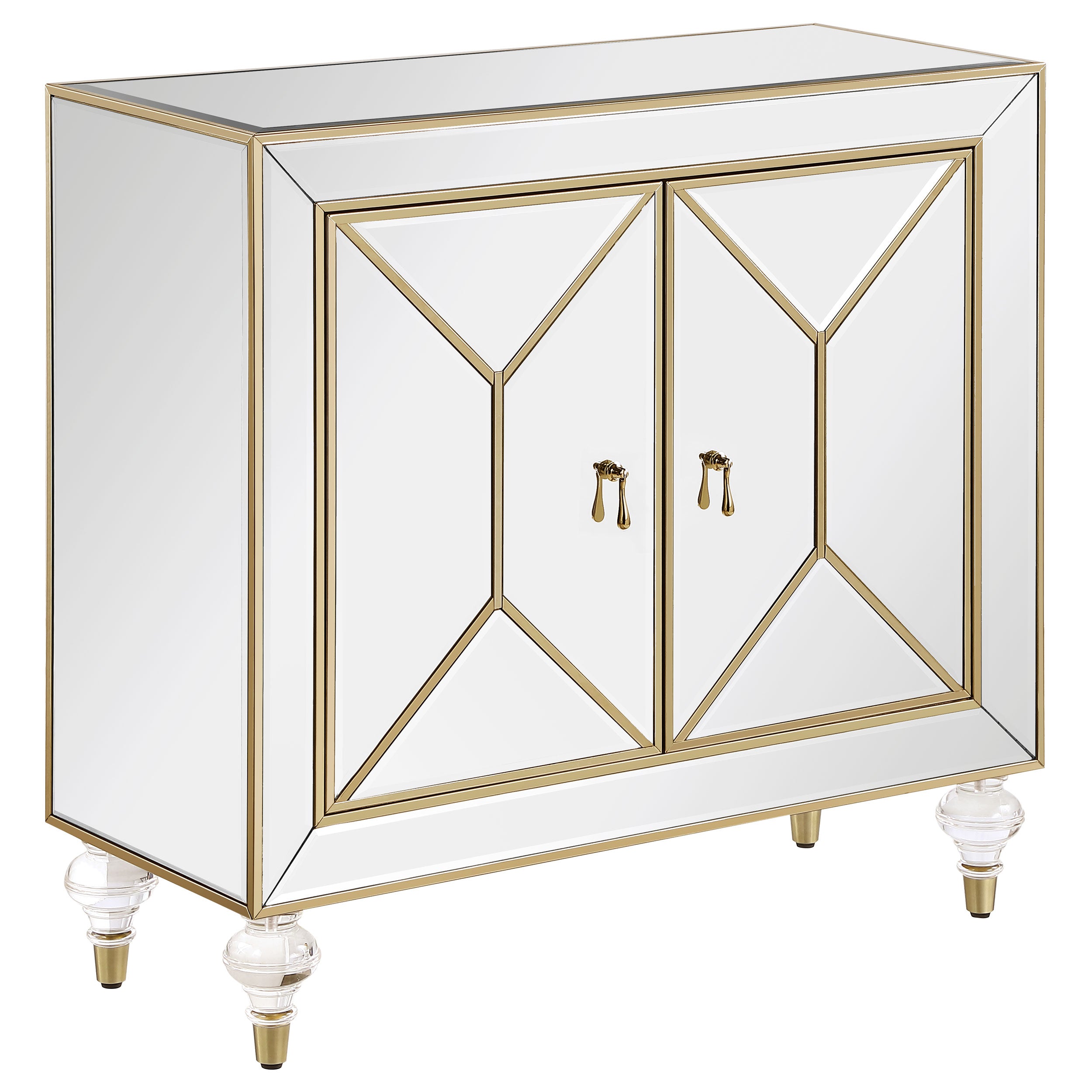 Orleans Furniture - Coaster - Lupin 2-door Mirrored Storage Accent Cabinet Champagne - 951854