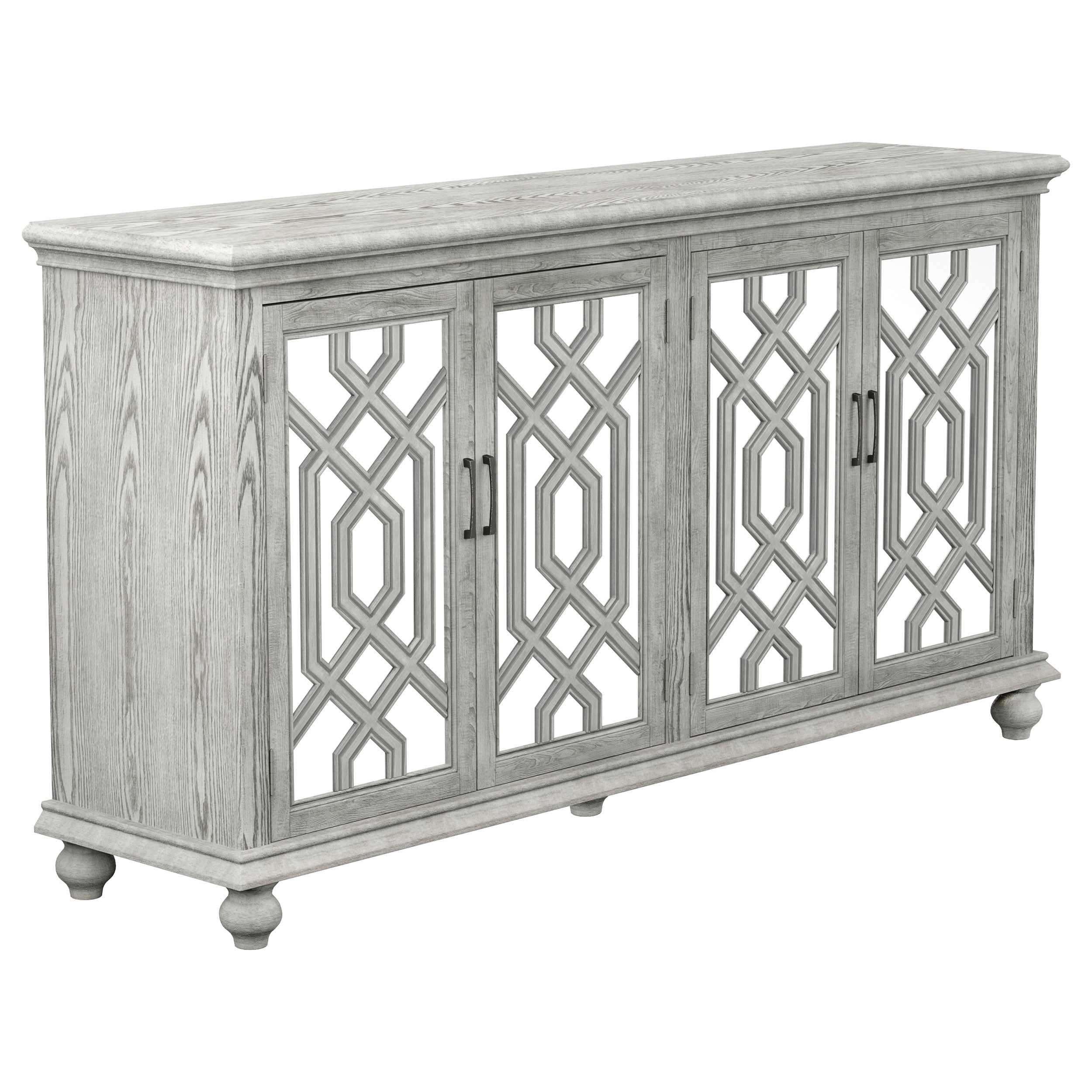 Orleans Furniture - Coaster - Melanie 4-door Wood Trellis Accent Cabinet Distressed White - 952845