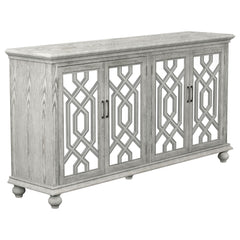 Orleans Furniture - Coaster - Melanie 4-door Wood Trellis Accent Cabinet Distressed White - 952845