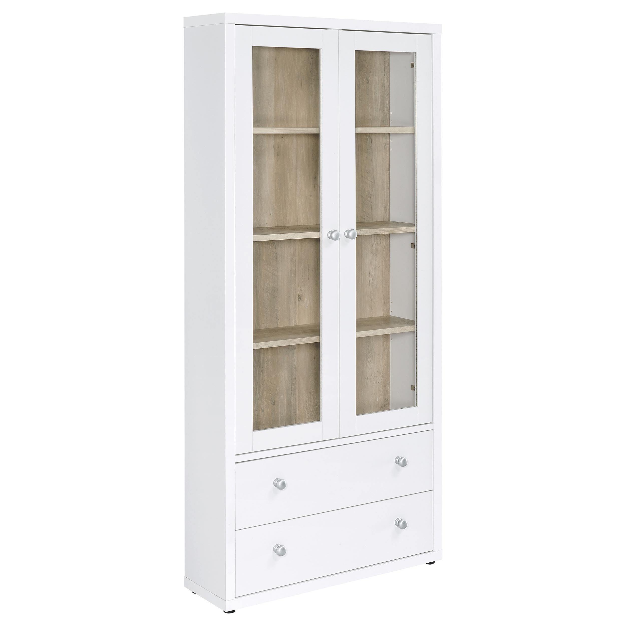Orleans Furniture - Coaster - Hawthorne 4-shelf Glass Door Tall Cabinet with Drawers White - 953477