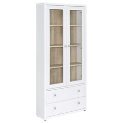 Orleans Furniture - Coaster - Hawthorne 4-shelf Glass Door Tall Cabinet with Drawers White - 953477