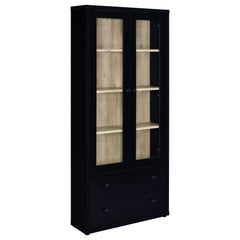 Orleans Furniture - Coaster - Hawthorne 4-shelf Glass Door Cabinet with Drawers Black - 953478