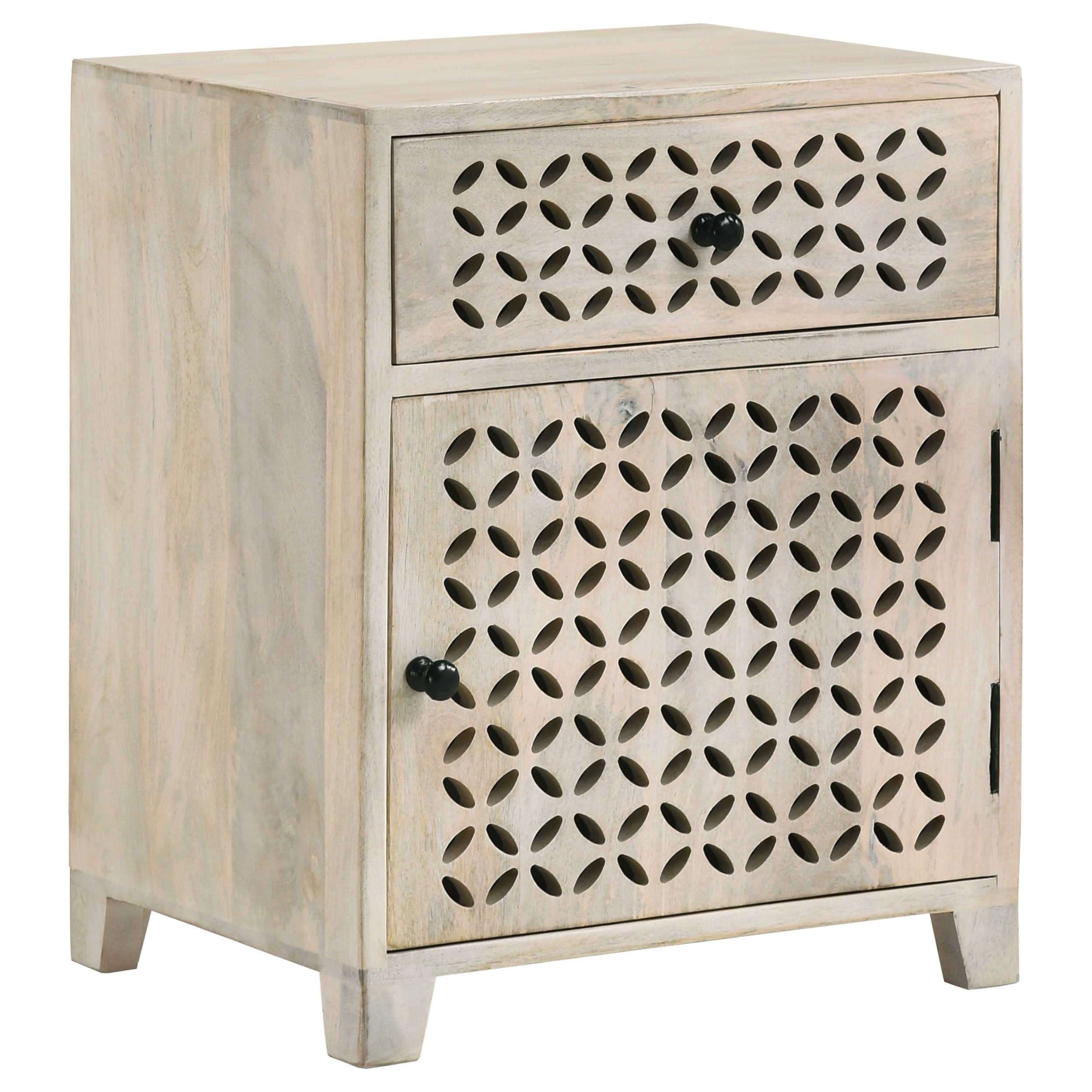 Orleans Furniture - Coaster - August 1-drawer Trellis Pattern Storage Cabinet White Washed - 953569
