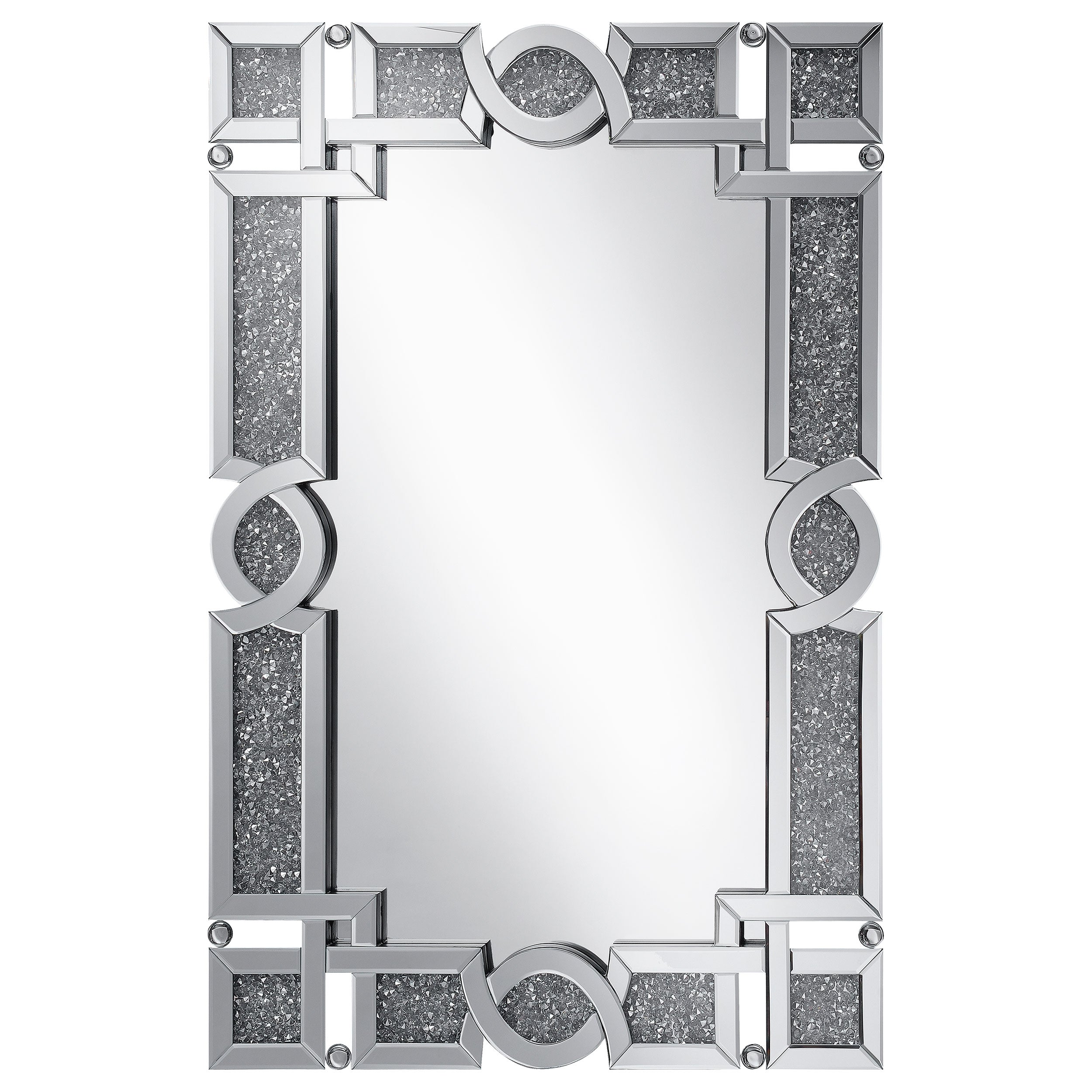 Orleans Furniture - Coaster - Jackie 32 x 47 Inch Acrylic Crystal Frame Wall Mirror Silver - 961444