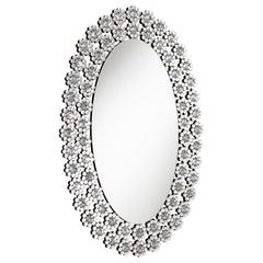Orleans Furniture - Coaster - Colleen 31 x 47 Inch Oval Wall Mirror Crystal Flowers Silver - 961615