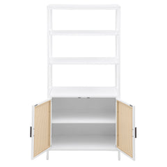 Amherst 3-shelf Radio Weave Cane Metal Accent Cabinet White