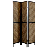 Orleans Furniture - Coaster - Marlene 3-Panel Room Divider Folding Screen Rustic Tobacco - 962922