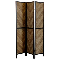 Orleans Furniture - Coaster - Marlene 3-Panel Room Divider Folding Screen Rustic Tobacco - 962922