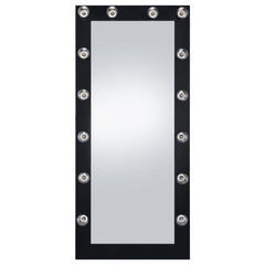 Zayan 32 x 71 Inch Floor Mirror LED Lighting Black Gloss