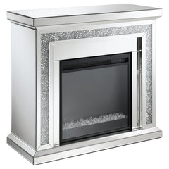 Orleans Furniture - Coaster - Lorelai Mirrored Freestanding Electric Fireplace Silver - 991047