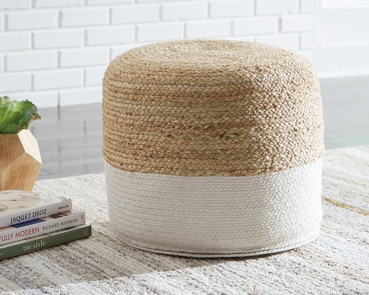 Orleans Furniture - Ashley Furniture - Sweed Valley Pouf - Pouf / Natural/White - A1000420
