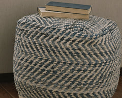 Orleans Furniture - Ashley Furniture - Chevron Pouf - Pouf / Blue - A1000445