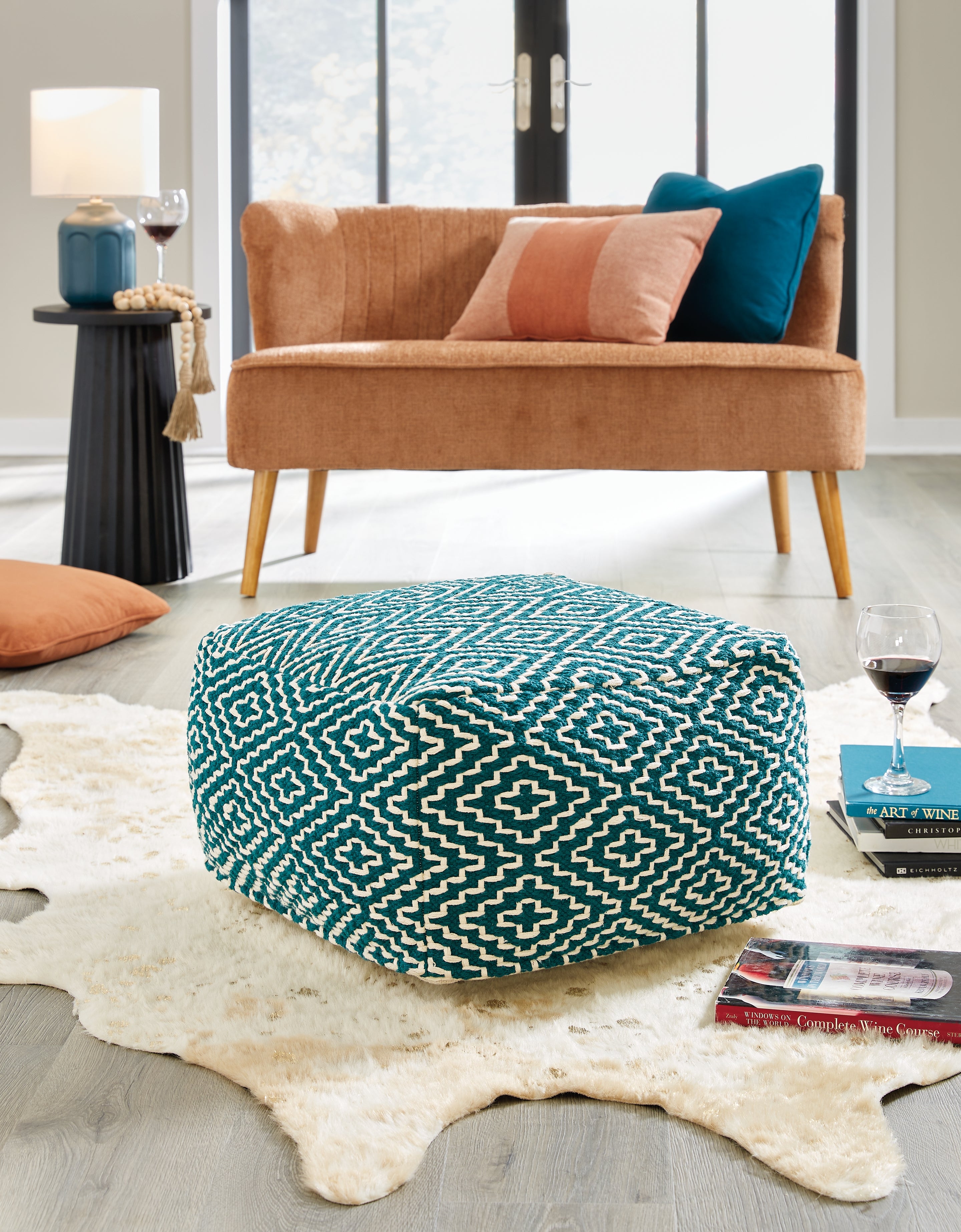 Orleans Furniture - Ashley Furniture - Brynnsen Pouf - Pouf / Rust/Ivory - A1001056