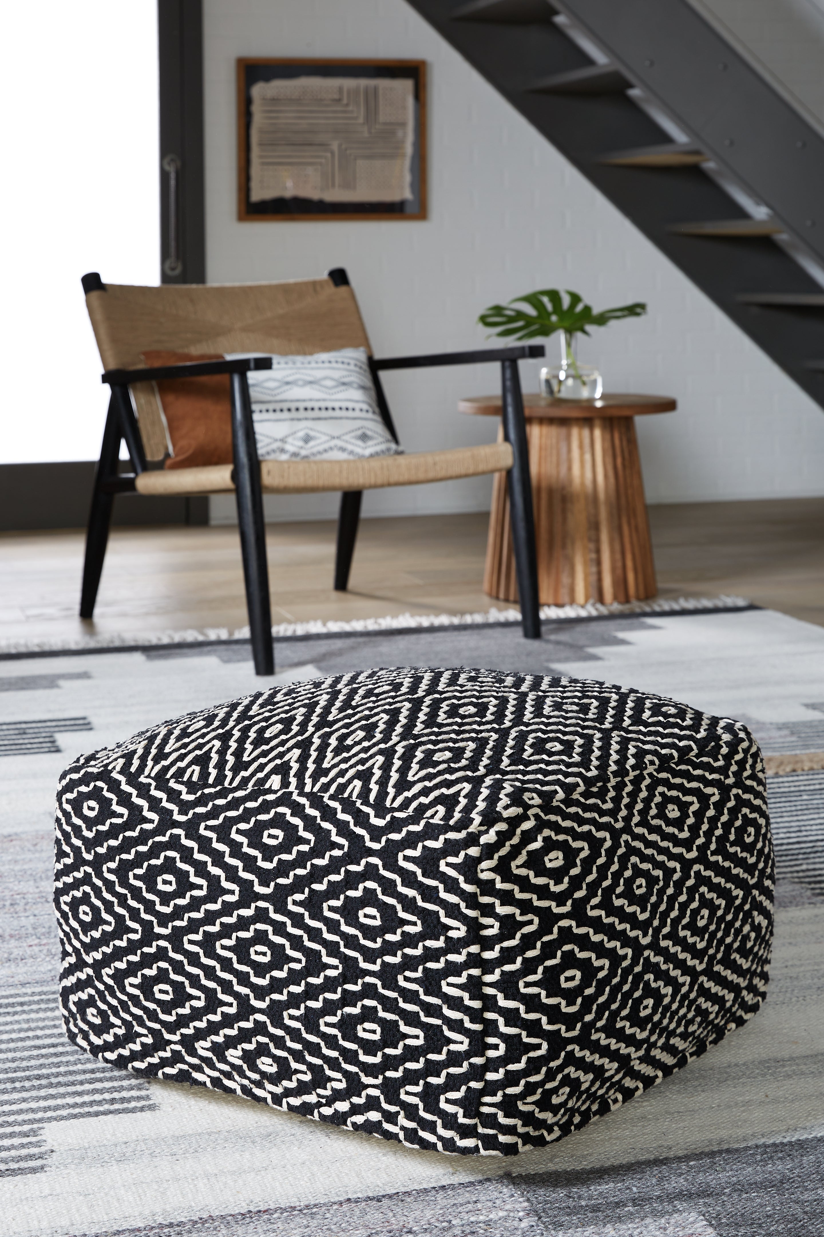 Orleans Furniture - Ashley Furniture - Jasett Pouf - Pouf / Black/Ivory - A1001058