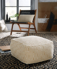 Orleans Furniture - Ashley Furniture - Adamont Pouf - Pouf / Tan/Ivory - A1001059