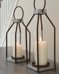 Orleans Furniture - Ashley Furniture - Diedrick Candle Holder - Lantern Set (Set of 2) / Gray/Black - A2000346