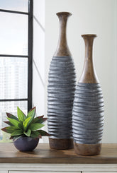 Orleans Furniture - Ashley Furniture - Blayze Vase - Vase Set (Set of 2) / Antique Gray/Brown - A2000388