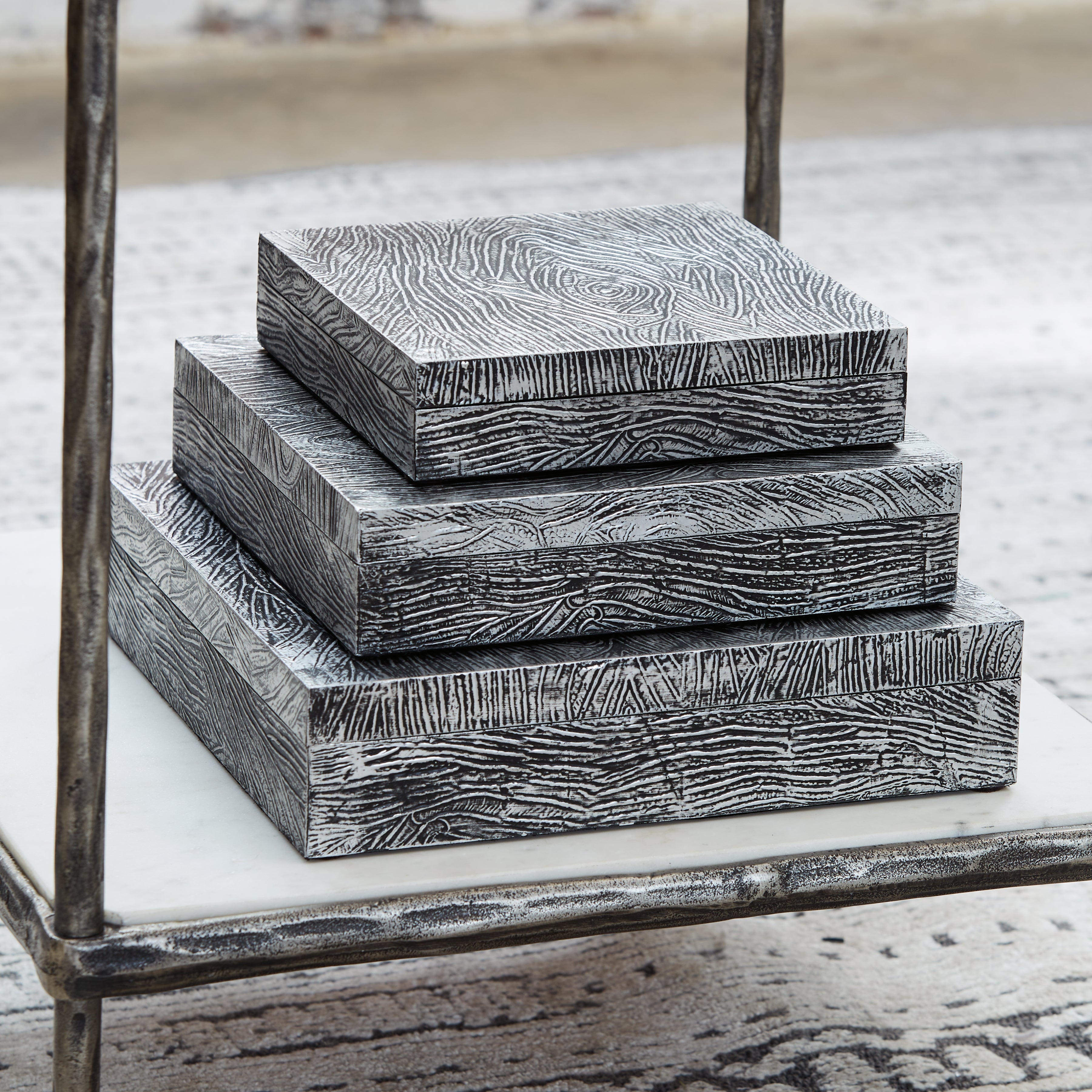 Orleans Furniture - Ashley Furniture - Keldy Box (Set of 3) - Box Set (3/CN) / Antique Pewter Finish - A2000491